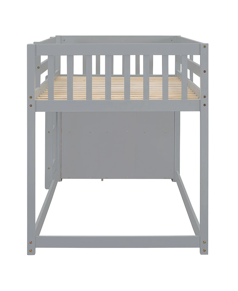 Streamdale Twin over Bunk Bed with 4 Drawers and 3 Shelves-Gray