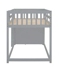 Streamdale Twin over Bunk Bed with 4 Drawers and 3 Shelves-Gray