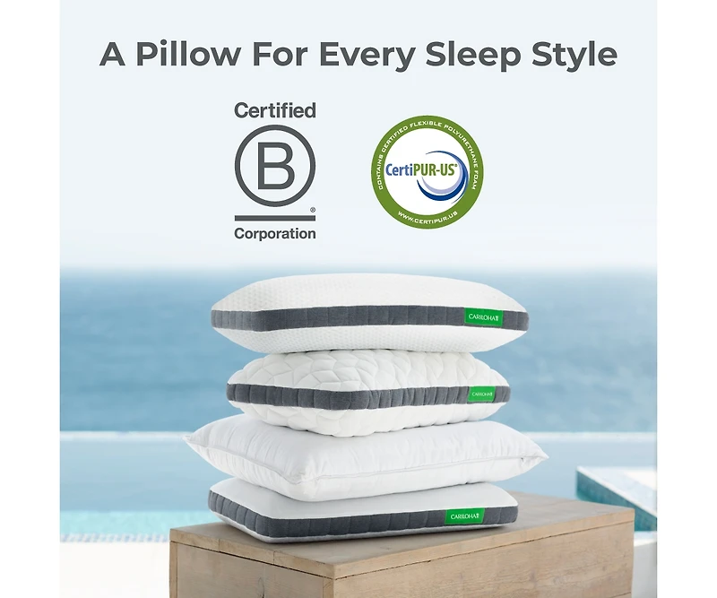 Cariloha Luxurious Cooling Geltop Pillow | King |White | 38"x20" | Viscose Material | Naturally breathable, Hypoallergenic, and Moisture wicking