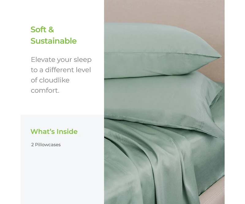 Cariloha Classic 2-Piece Twill Pillowcase Set | Tahitian Breeze | King | Viscose Material | Allergy Resistant, Thermal-Regulating & Extra soft