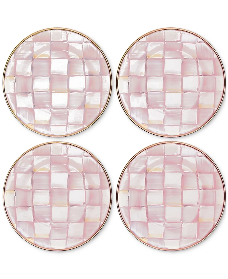 MacKenzie-Childs Rosy Check Appetizer Plates, Set of 4