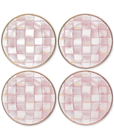 MacKenzie-Childs Rosy Check Appetizer Plates, Set of 4