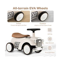 Kids Sit to Stand Vehicle with Working Steering Wheel and Under Seat Storage-White