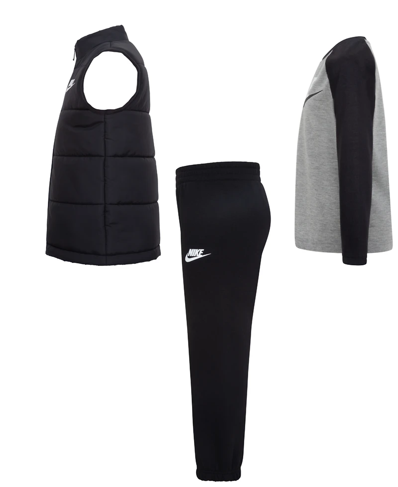 Nike Little Boys 3-Piece Solid Vest, Long Sleeve T-shirt and Pants Set