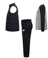 Nike Little Boys 3-Piece Solid Vest, Long Sleeve T-shirt and Pants Set