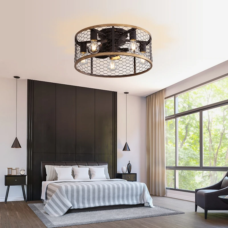 Sofucor 20" Caged Ceiling Fans with Lights
