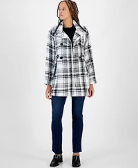 Bcx Juniors' Houndstooth Double-Breasted Belted Coat