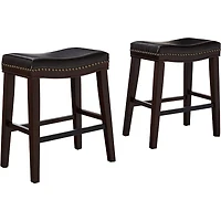 Streamdale 26" Saddle Counter Stool with Nailhead Trim (Set of 2), Dark Brown