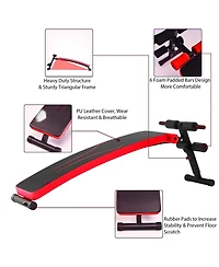 Vebreda Folding Weight Bench Adjustable Sit-up Board Workout Slant Bench-Red