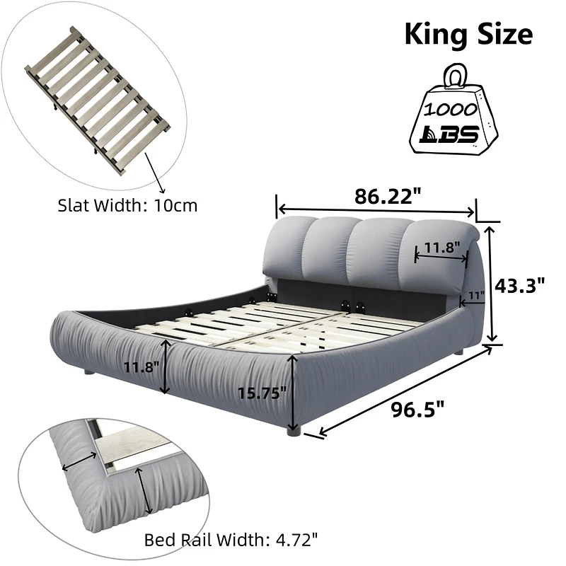 Streamdale Luxury Upholstered Bed with Oversized Padrest
