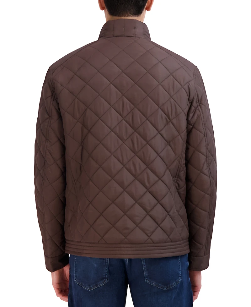 Cole Hann Men's Diamond Quilt Jacket with Faux Sherpa Lining