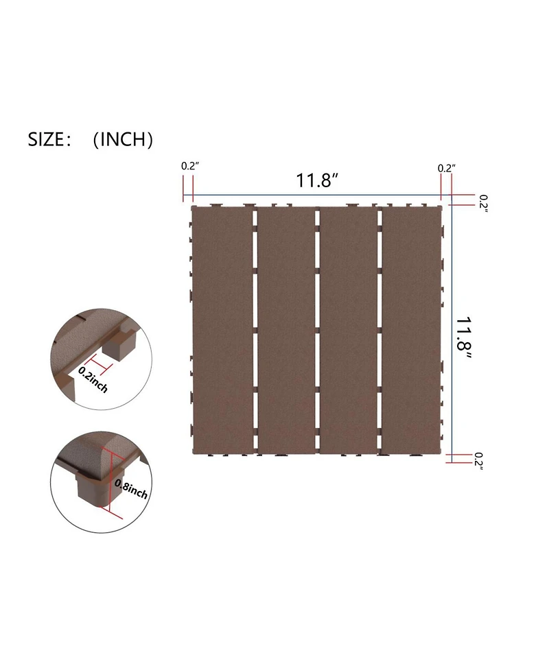 Simplie Fun 44-Pack Interlocking Deck Tiles for Patio, Balcony, Backyard