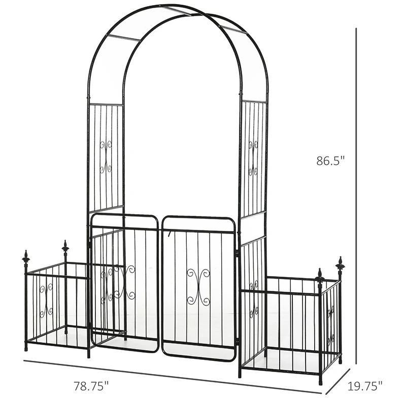 86" Garden Arbor Arch with Trellis & Extras