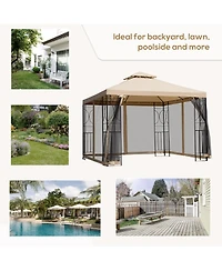 10' x 10' Patio Gazebo with Corner Shelves and Vented Roof