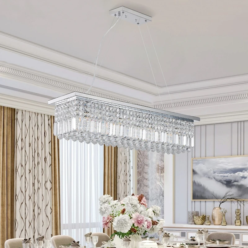 Streamdale Modern Rectangle Raindrop Chandelier for Dining Room