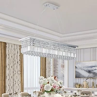 Streamdale Modern Rectangle Raindrop Chandelier for Dining Room