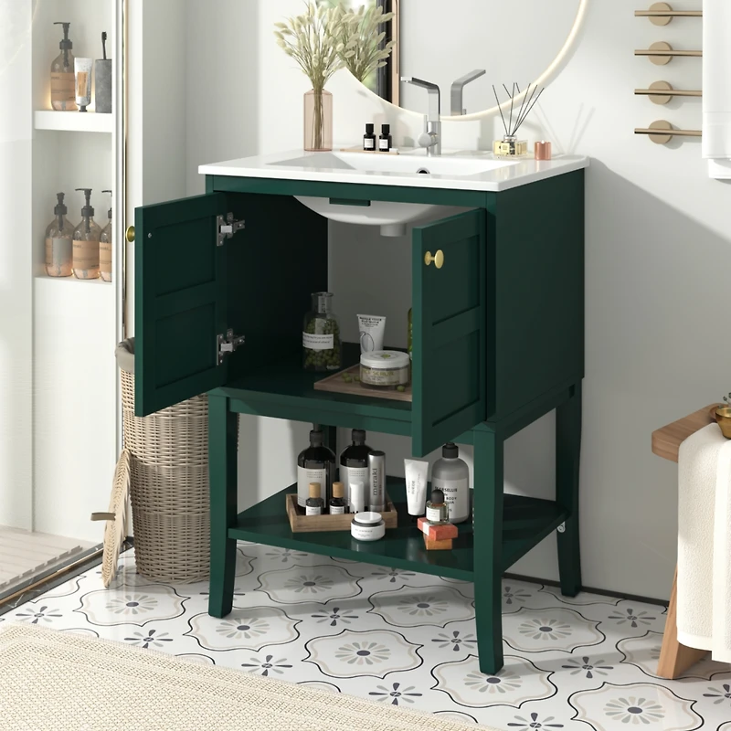 Modern 24" Bathroom Vanity with Sink and Storage