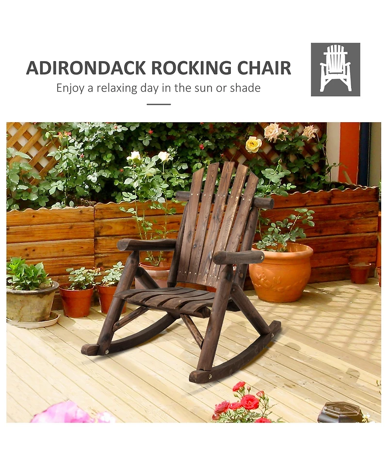 Carbonized Adirondack Rocking Chair for Outdoor and Indoor