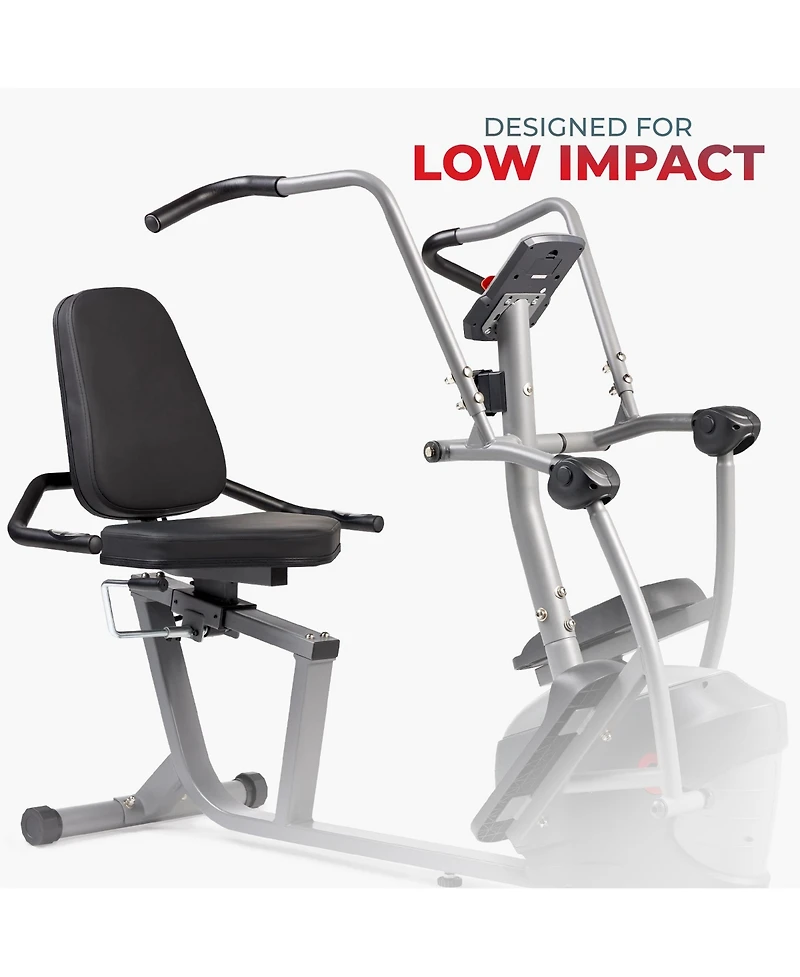 Sunny Health & Fitness Performance Recumbent Cross Trainer & Elliptical Bike with Dual Motion Arm Exercisers, SunnyFit App Enhanced Bluetooth Connecti