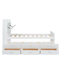 Streamdale Twin Bed with Storage Headboard and Trundle