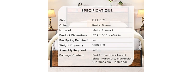 Streamdale Furniture Full Size Lift-up Storage Bed Frame with Headboard and Charging Station