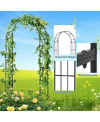 Givimo 7.5 Feet Metal Garden Arch for Climbing Plants and Outdoor Garden Decor-Black
