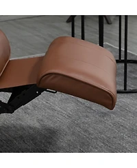 Manual Faux Leather Recliner with Footrest and Swivel Base