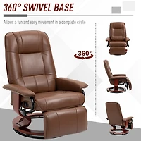 Manual Faux Leather Recliner with Footrest and Swivel Base