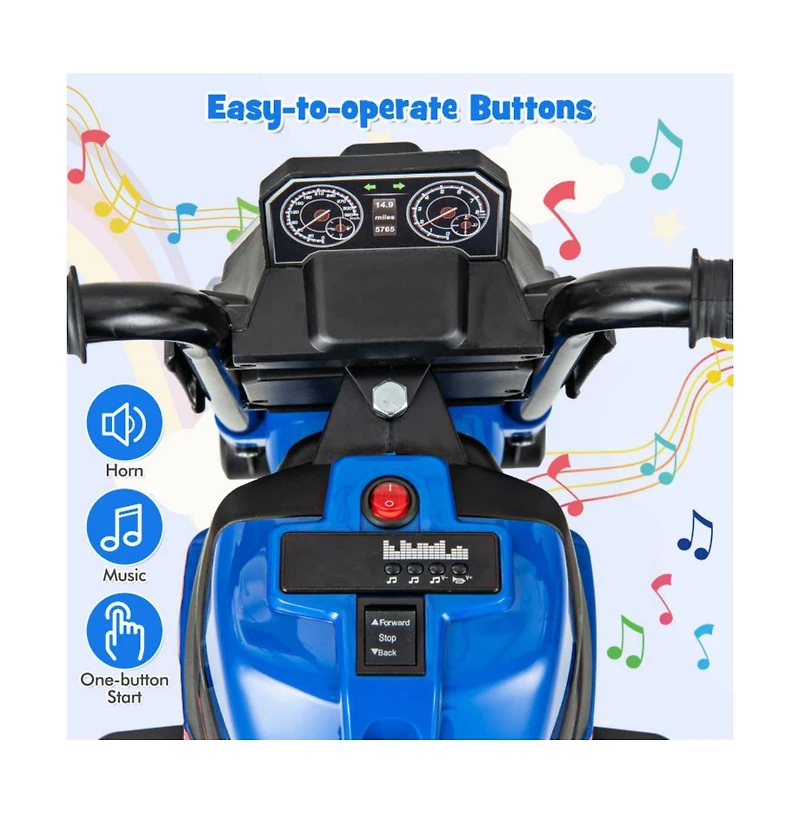 Kids Ride-on Motorcycle 6V Battery Powered Motorbike with Detachable Training Wheels-Red