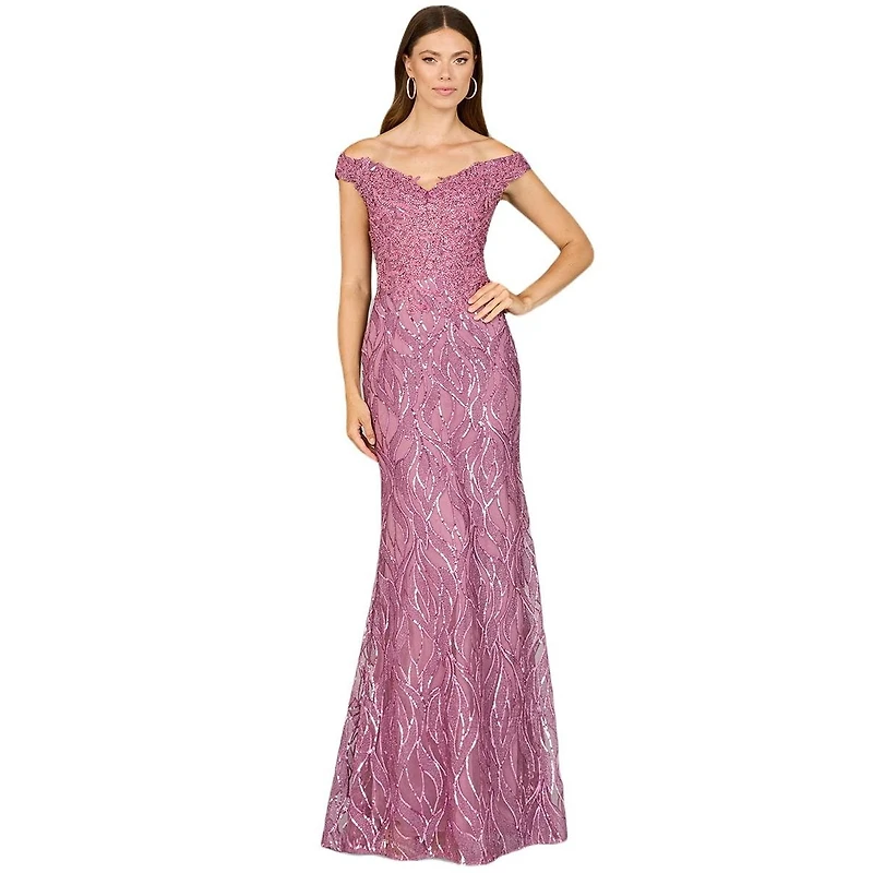Lara Women's Off Shoulder, Mermaid Lace Gown