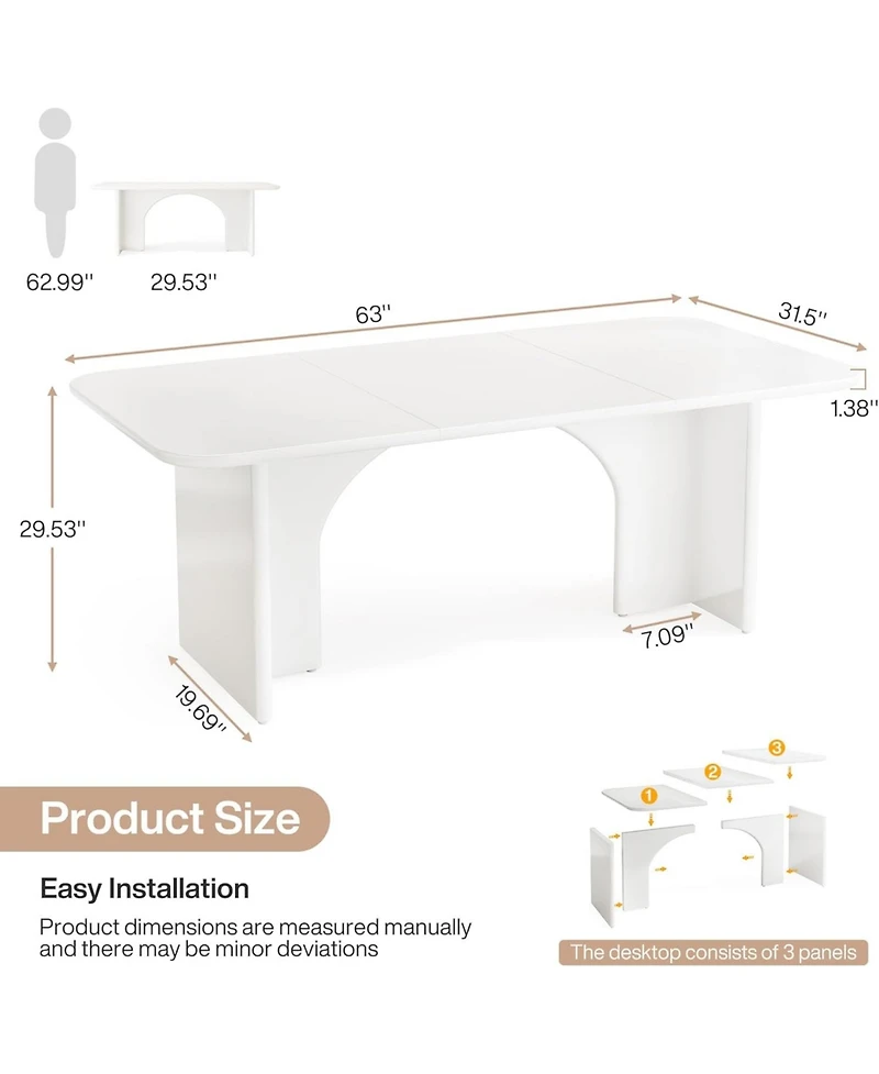 Tribesigns 62.99" Large Desk, Modern Home Office Computer Desk for 1-2 Person, Minimalist Double Pc Writing Table Study Executive