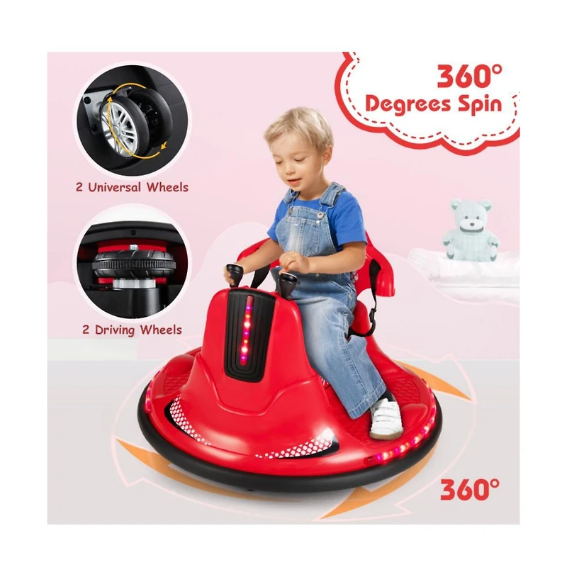 Vebreda 6V Bumper Car for Kids Toddlers Electric Ride On Car Vehicle with 360° Spin-Red