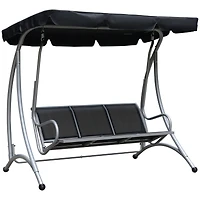 3-Seat Outdoor Canopy Swing with Adjustable Shade