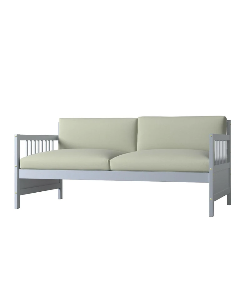 Gymax Twin Size Wooden Slats Daybed Frame Support Platform W/Rails Cherry