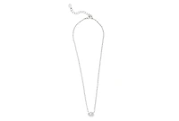 Rivka Friedman Rhodium Oval Bezel Cubic Zirconia Pendant Necklace