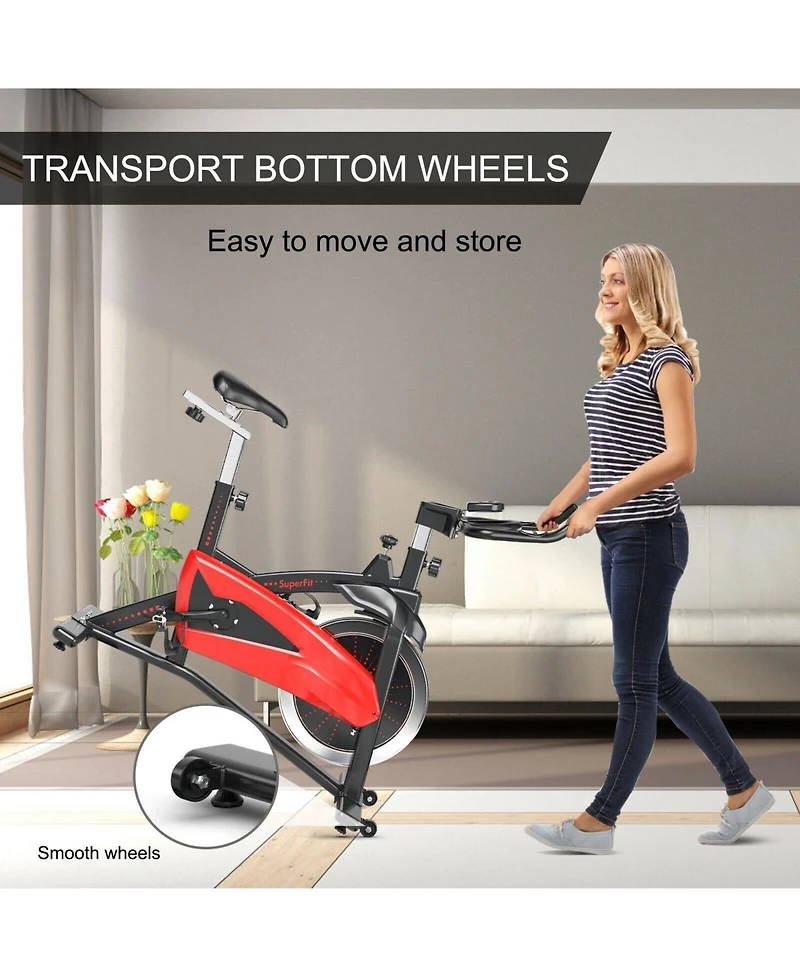 Vebreda Magnetic Exercise Bike Fitness Cycling Bike with 35Lbs Flywheel for Home and Gym-Black & Red