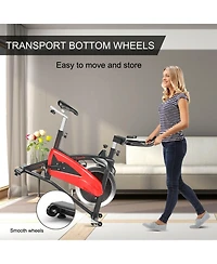 Vebreda Magnetic Exercise Bike Fitness Cycling Bike with 35Lbs Flywheel for Home and Gym-Black & Red