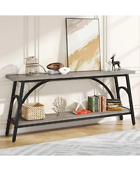 Tribesigns Extra Long Sofa Tables, 70.8”Console Table for Entryway, Wood Console Table 2 Tier Tv Stand, Behind Couch Table for Living Room