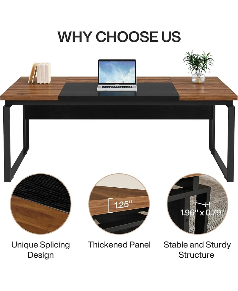 Tribesigns 63" Modern Conference Table with Splicing Board, 5FT Meeting Tables for Home Office, Business Training Seminar Stylish Meta
