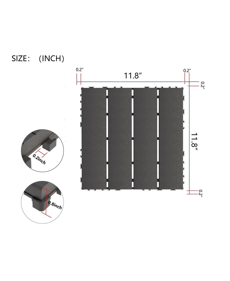 Simplie Fun 44-Pack Interlocking Deck Tiles, 12"x12" Waterproof Outdoor Tiles