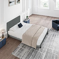 Streamdale Furniture Queen Upholstered Bed Frame with Button Tufted Headboard