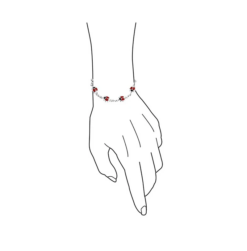 Bling Jewelry Good Luck Garden Lucky Multi Station Charms Enamel Red Ladybugs Charm Bracelet .925 Sterling Silver 7.5 Inch