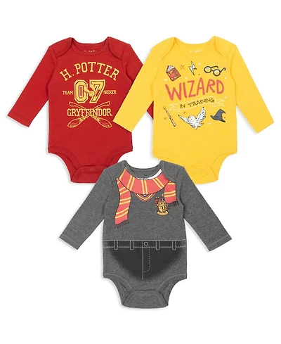 Harry Potter Baby Boys Baby 3 Pack Bodysuits Newborn to
