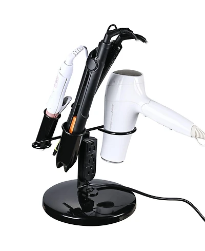 Byootique Desktop Salon Appliance Holder For Hair Dryer Curling Irons Stand w/ Plug Round Base