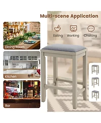Skonyon 2 Pieces 25 Inch Upholstered Bar Stool Set with Solid Rubber Wood Frame and Footrest