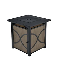 Sugift 25 Inch 40000 Btu Propane Fire Pit Table with Lid and Fire Glass