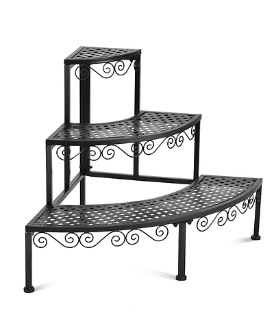Sugift 3-Tier Corner Metal Flower Ladder Plant Stand