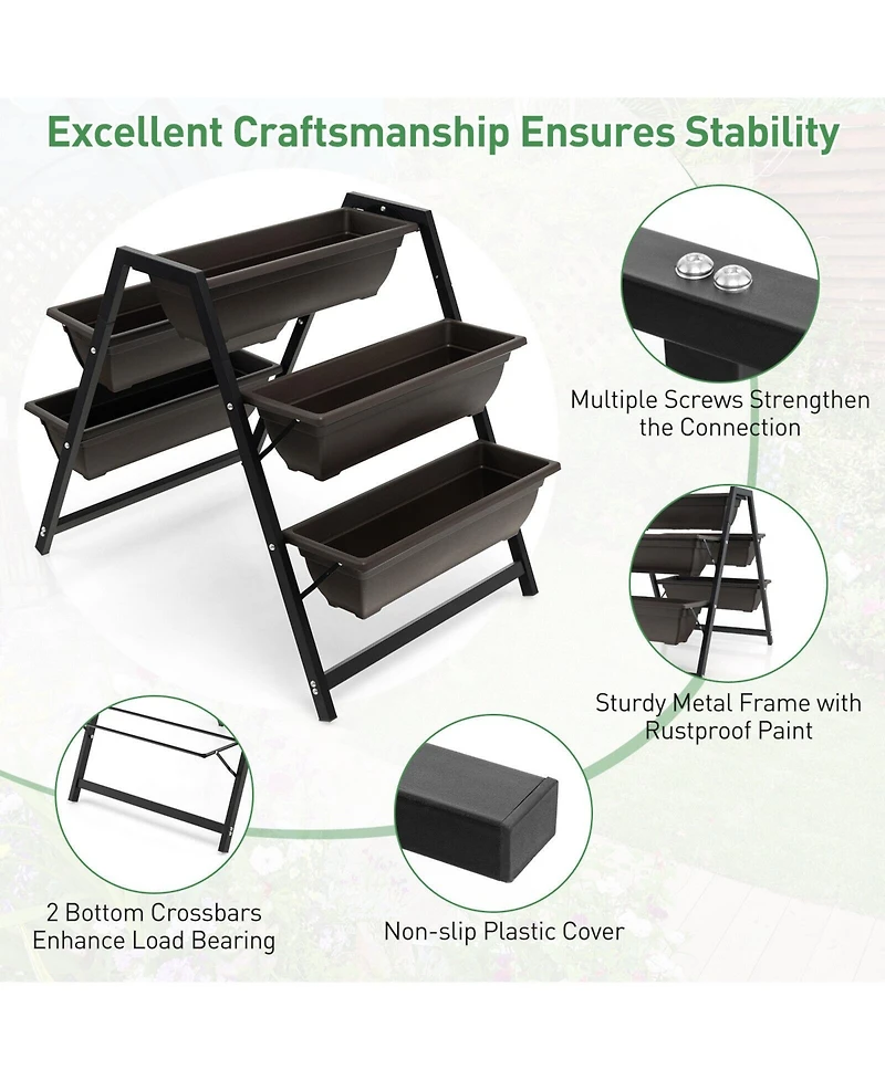 Sugift 3-Tier Vertical Raised Garden Bed with 5 Plant Boxes