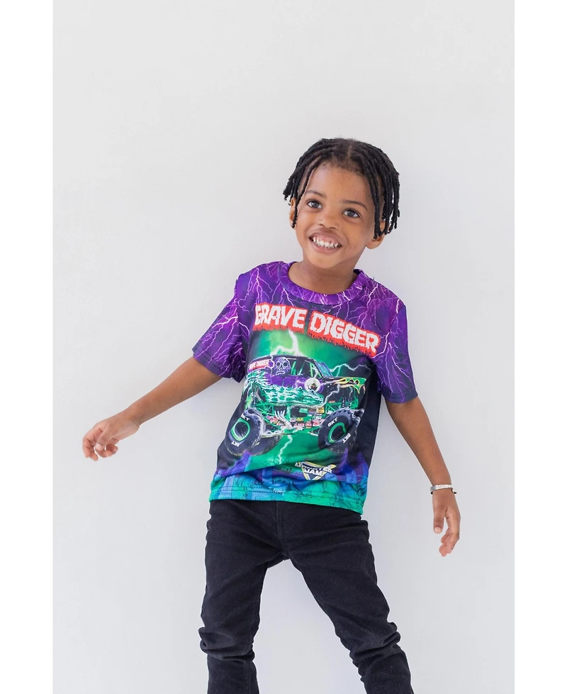 Monster Jam Boys T-Shirt to Grave Digger El Toro Loco Megalodon