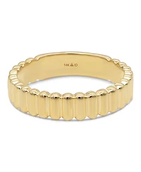 Devata Ribbed Band Ring in 14K Gold, Size 6, approx. 2.6 grams